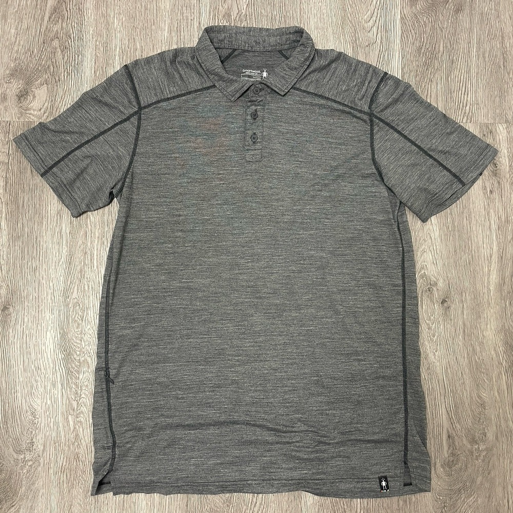 SmartWool Polo Shirt Men's Large Gray Merino Sport 150 Short Sleeve Baselayer